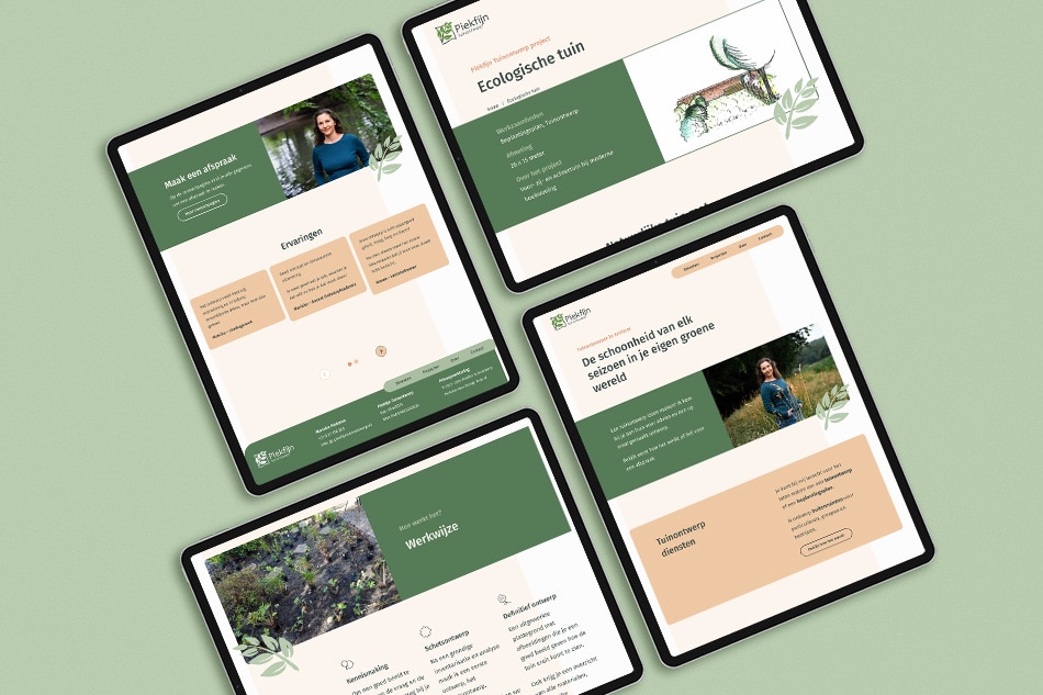 Website pagina's van Piekfijn Tuinontwerp