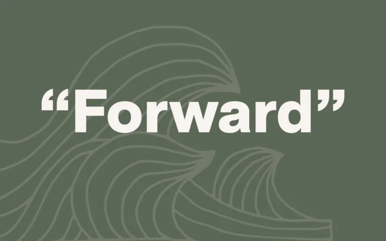 Tekst Forward met op de achtergrond de golf van kanagawa